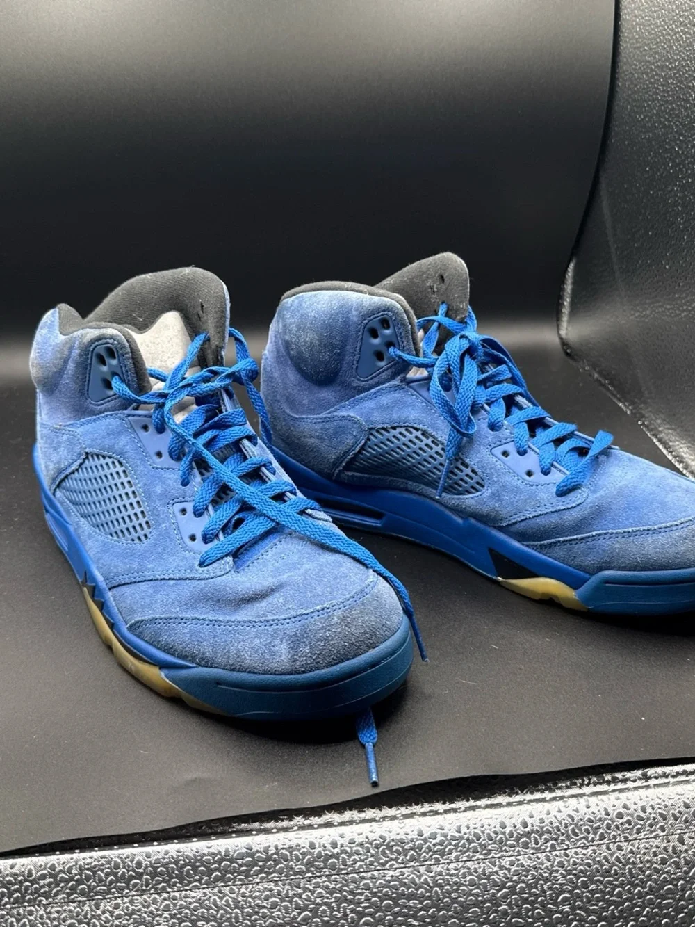 Jordan Men’s Blue Suede Basketball Shoes with Gum Outsole